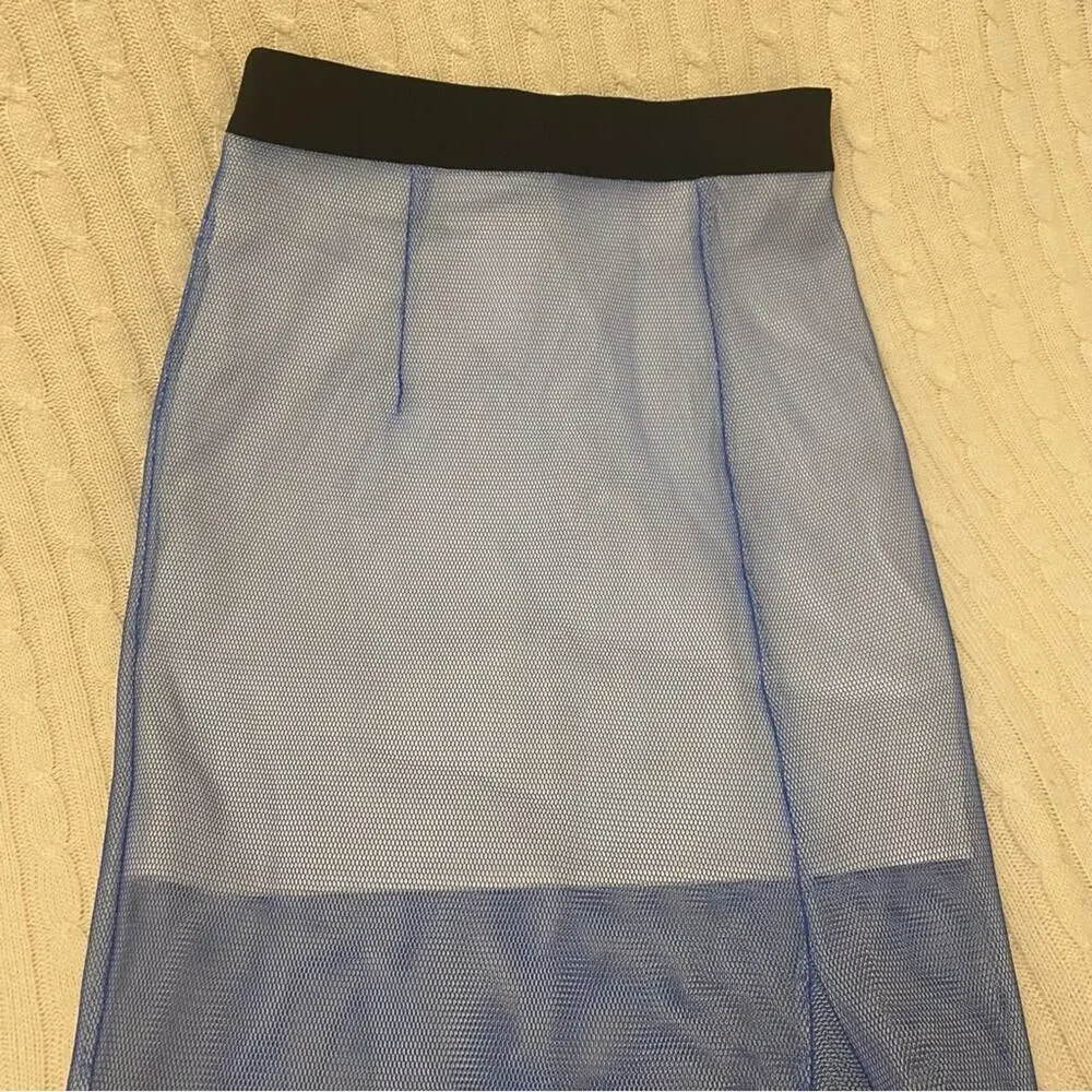 Milly Blue Midi Pencil Skirt sz 10 Milly Midi Skirt Net Overlay Skirt